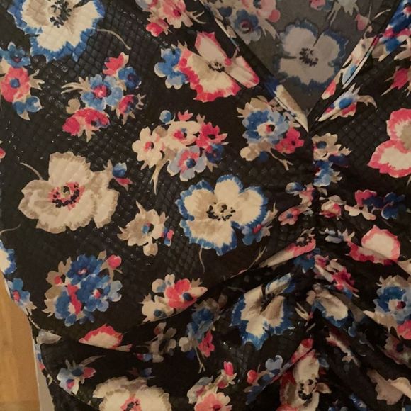 ROTATE Birger Sierra floral ruched long sleeve top black multi nwot - Picture 10 of 14